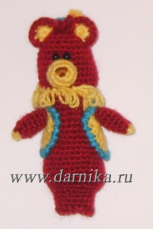 вязаные игрушки, пальчиковый театр Пальчиковый мишка. М.К. 50р. (1,7$)